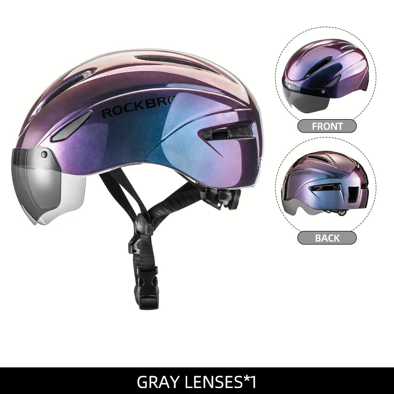 Casco de bicicleta ROCKBROS con luz LED recargable, casco de ciclismo para montaña y carretera, casco deportivo seguro para hombre