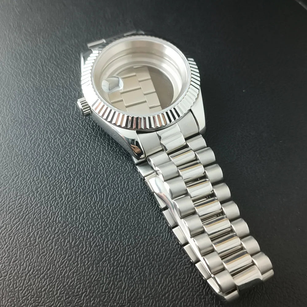 41mm 8285 Silver sapphire Glass High-Quality Popular Watch Accessory Case Suitable for Miyota 8285/8215 Movement, 31mm Dial