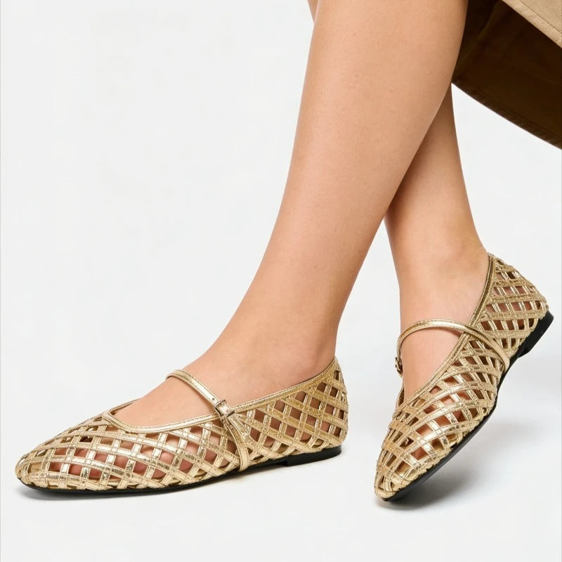 Zapatos de moda para mujer, sandalias de diseñador para mujer, nuevos zapatos casuales de lujo calados, exquisitas sandalias de suela plana, Zapatos