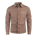 Autumn Men's Casual Business Striped Shirt Long Sleeve Lapel Collar Button Up Fashion Slim Fit Classic Tops Male Clothing