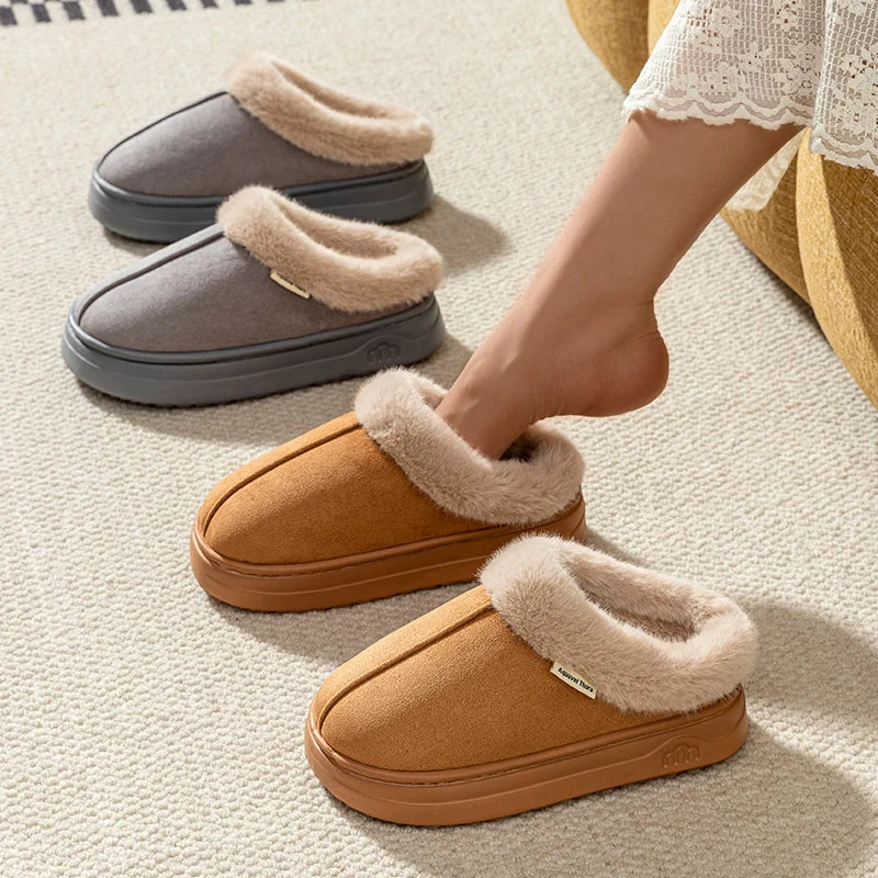 Chaussons chauds tendance pour femme, bottes d’hiver décontractées d’intérieur, souples, à semelle épaisse antidérapante, pour l’extérieur, simples, confortables, pour couple