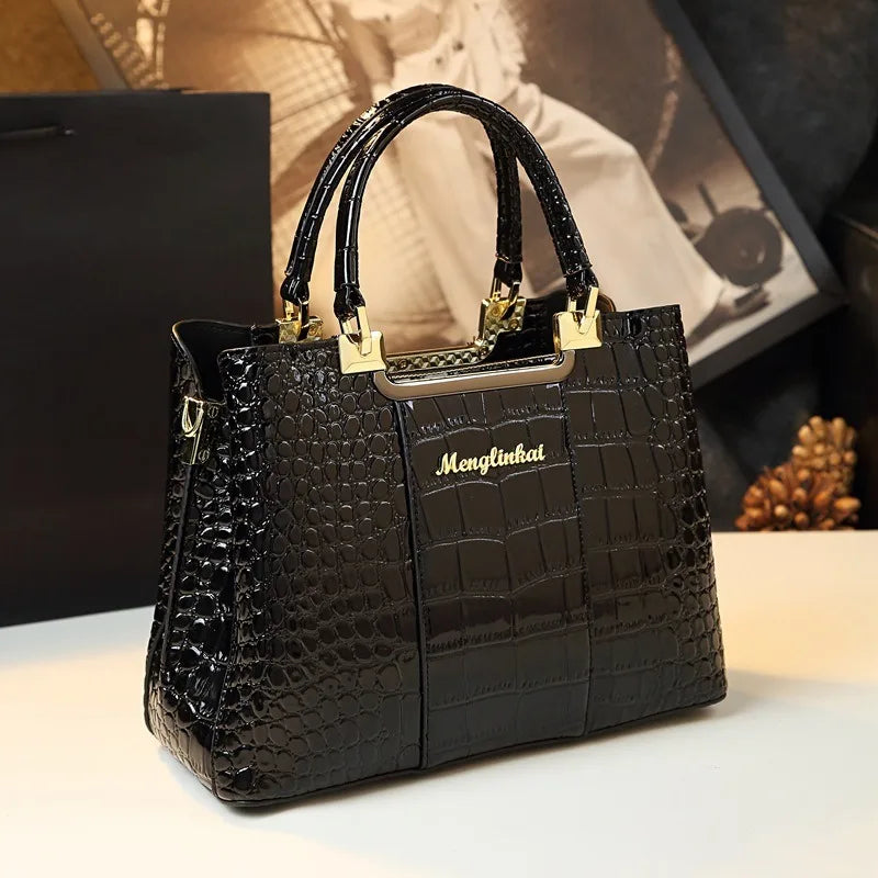 2026 New Fashionable Crocodile Pattern Elegant Middle-Aged Women's Bag Light Luxury Brand Handbag