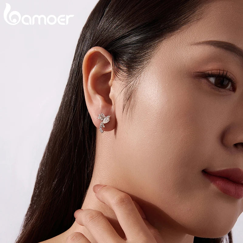 Bird motif stud earrings