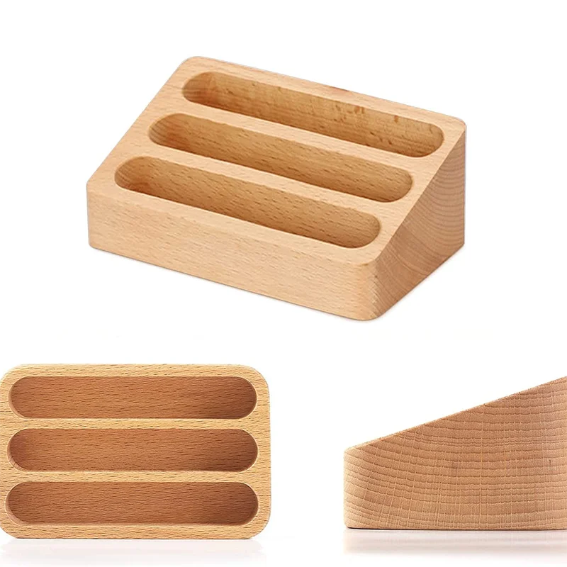 Wooden Desktop Business Card Holder and Organizer