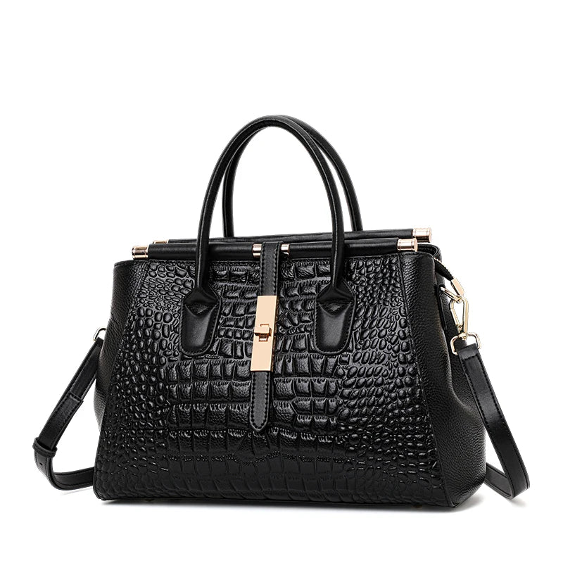 Aidrani Genuine Leather Women's Handbag, Fashion Crocodile Pattern Design, High-End Luxury Cowhide Bag Large Capacity