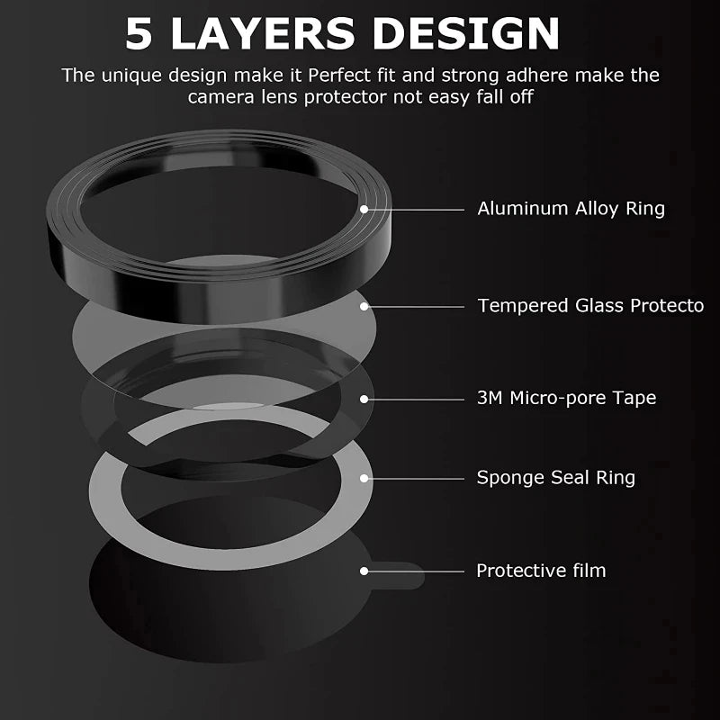 3Pcs/1Set Glass Camera Caps for iPhone 18 17 16 17E 16E Pro Max Metal Frame Lens Protector for Apple 15 14 Plus 11 12 13 Pro Max