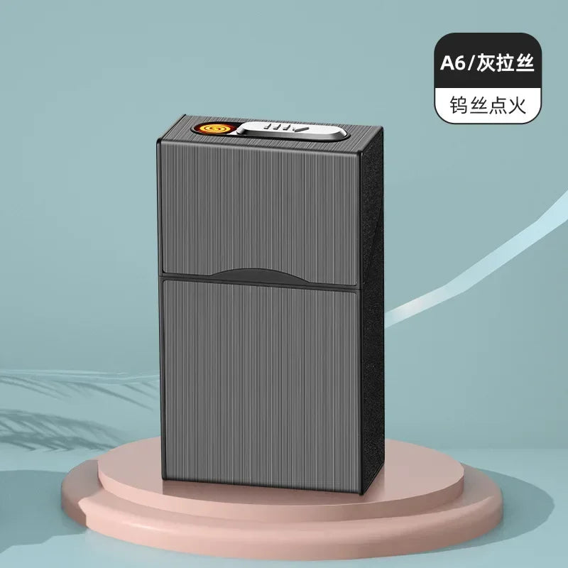 HOT 20 Thick Cigarette Case Tungsten Wire Igniter USB Charging Lighter Outdoor Waterproof and Moisture proof Electronic Lighters