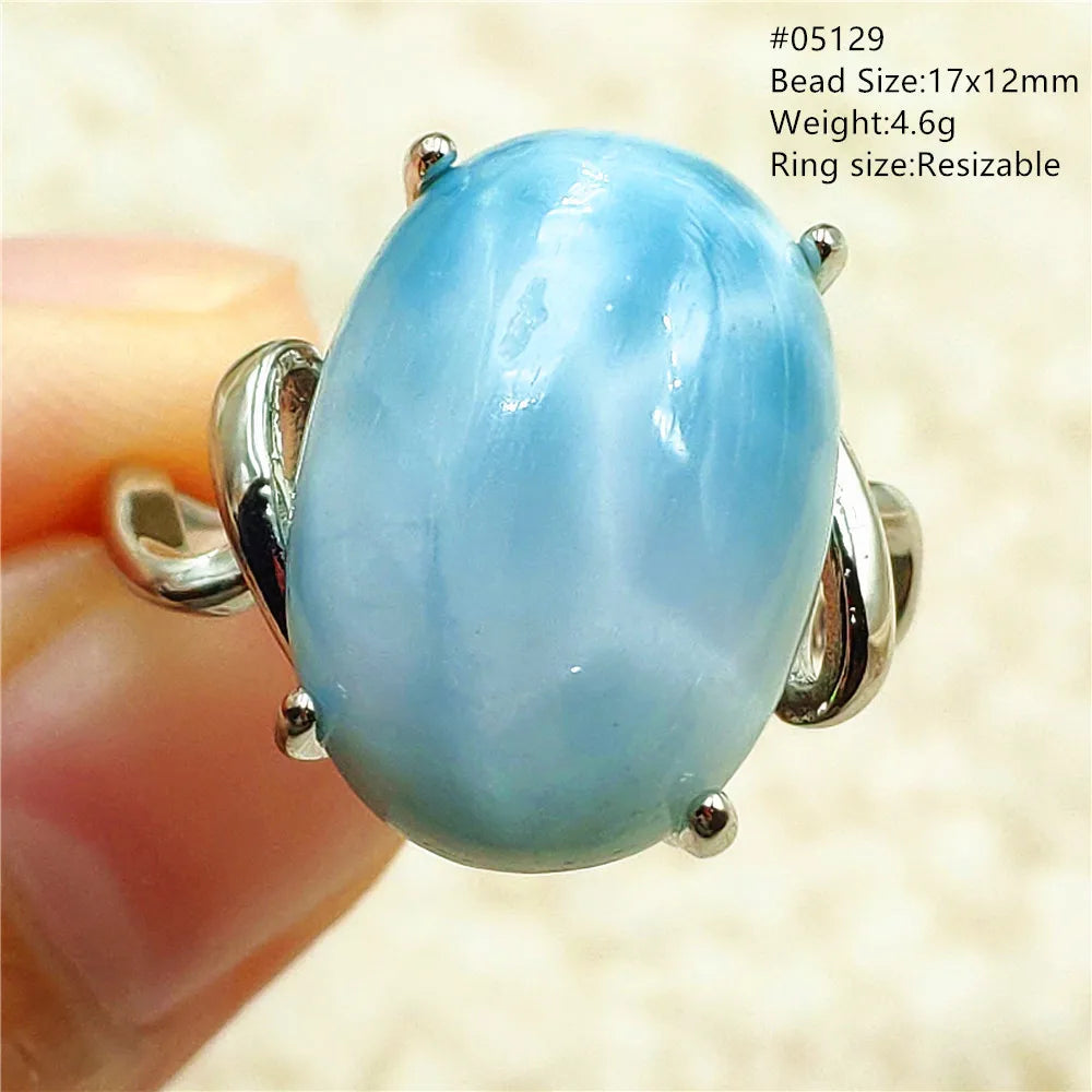 Anello regolabile in argento 925 con larimar