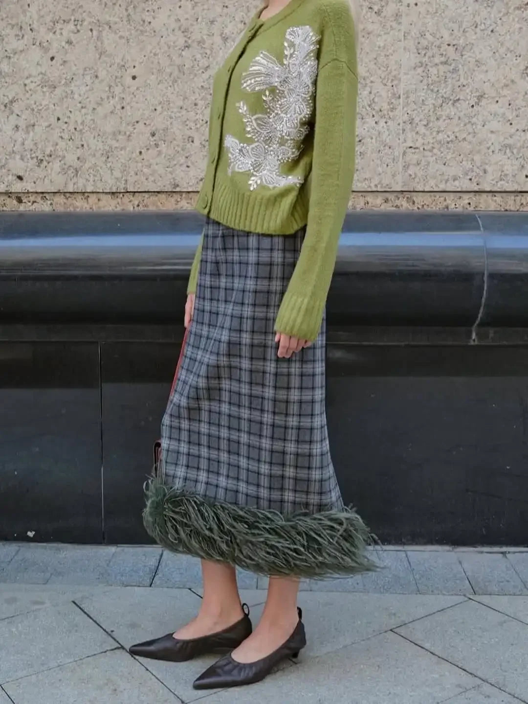 Damen-Strickset mit Pullover und Midirock