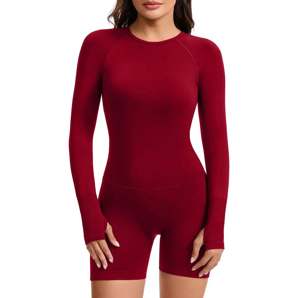 Sportoverall für Damen, langärmelig, offener Rücken