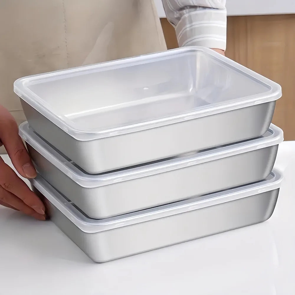 Lot de 5 contenants alimentaires en acier inoxydable, empilables et hermétiques, pour organiser le réfrigérateur et le congélateur, préparer les salades, les fruits et les repas
