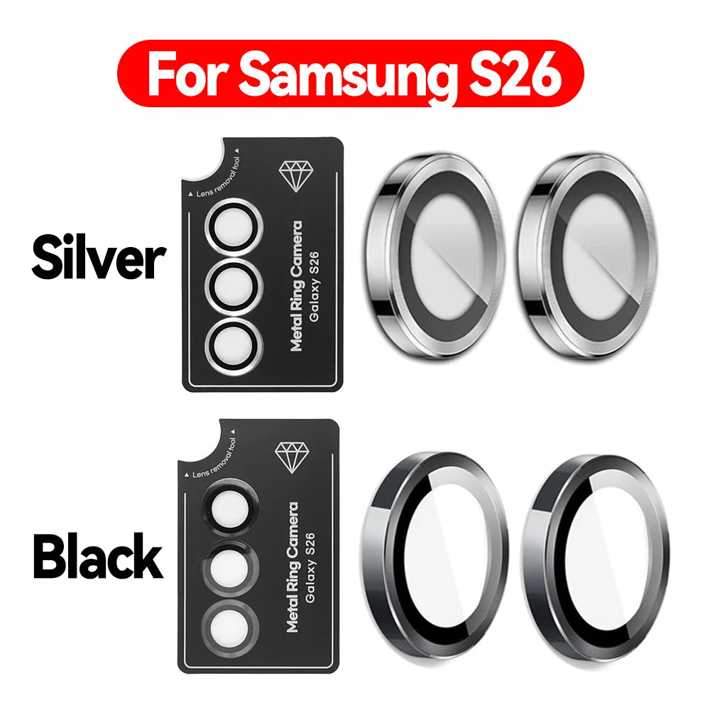 1-3pcs Tempered Glass for Samsung Galaxy S26/S26 Ultra/S26 Plus Metal Ring Camera Protector Easy Install Positioning Lens Film