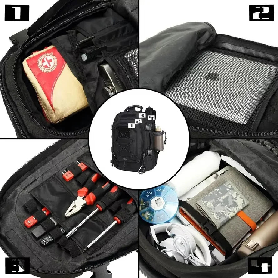 60 L Nylon Tactical Hiking Backpack with Rain Cover Not Included