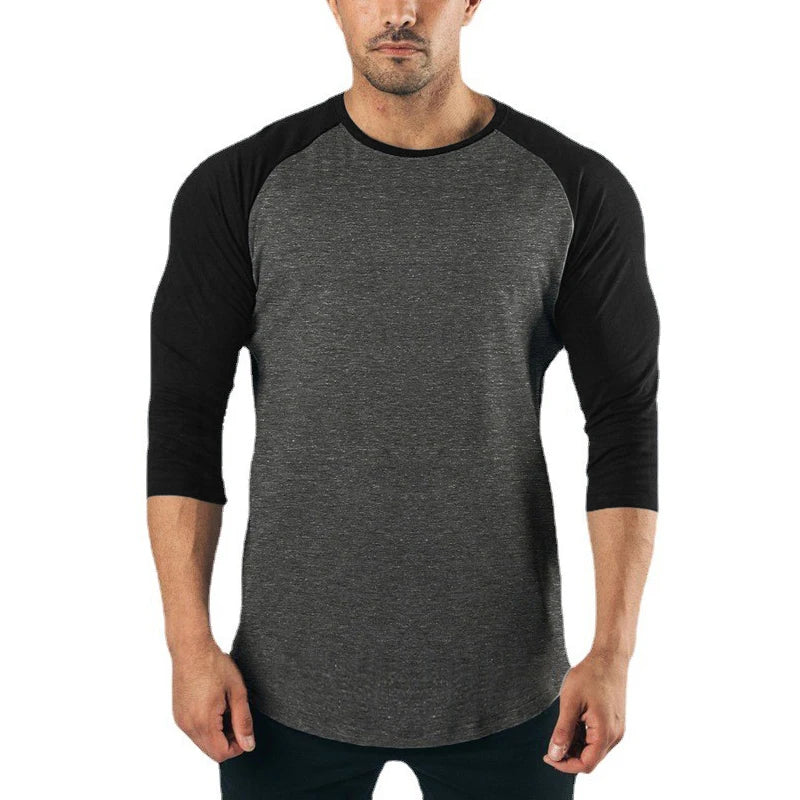 Herren-Sportshirt aus Baumwolle mit Dreiviertelärmeln