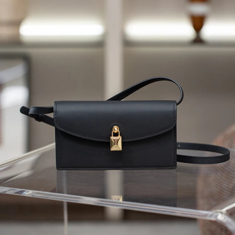 2026 Spring Autumn Genuine Leather Women Handbags Luxury Brand Design Shoulder Bags Women Fashion Gold Lock Crossbody Bags Woman