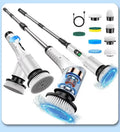 Multi-Purpose 9-in-1 Cordless Electric Power Scrubber, Bathroom Scrubber with 8 Brush Heads and Adjustable Extension Handle for Shower Cleaning