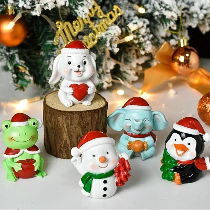 Série de Noël Artisanat Résine Animaux Fête Créatif Mini Sapin de Noël Vieille Fille Enfants Cadeau Mignon Fournitures de Décoration d'Intérieur Décor