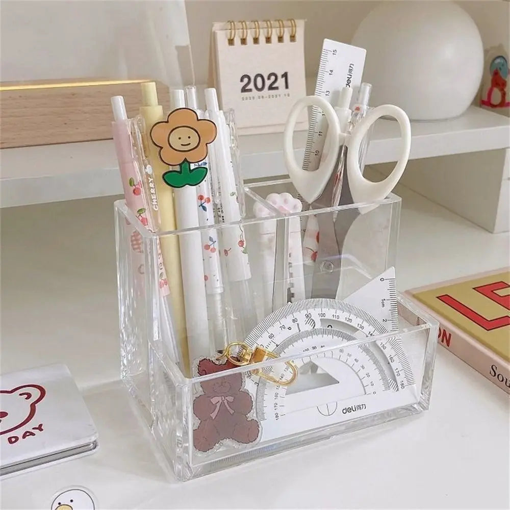 Acrylic Desk Pen Holder with 3 or 5 Compartments