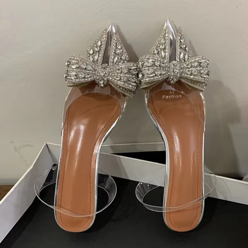 Scarpe slingback donna Liyke trasparenti con fiocco luminoso