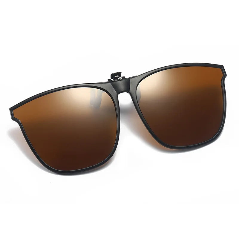 Polarized Clip-On Sunglasses for Men, Car Driver Goggles, UV400 Sunglasses, Anti-Glare Vintage Square Glasses