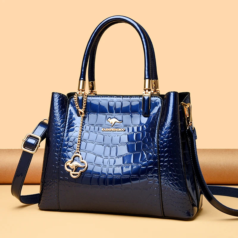 Luxury Patent Leather Crossbody Bags Women Crocodile Pattern Sac 2026 Large Capacity Ladies Shoulder Tote Bags Designer Purse