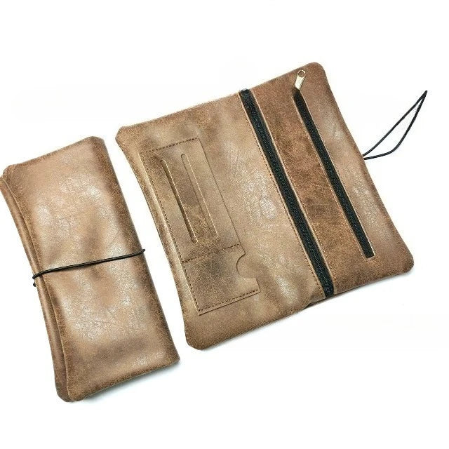 Rope-Style Folding Portable Storage Bag: Hand-Rolled Foreskin with PU Imitation Leather Surface, Multi-Functional Tobacco Bag