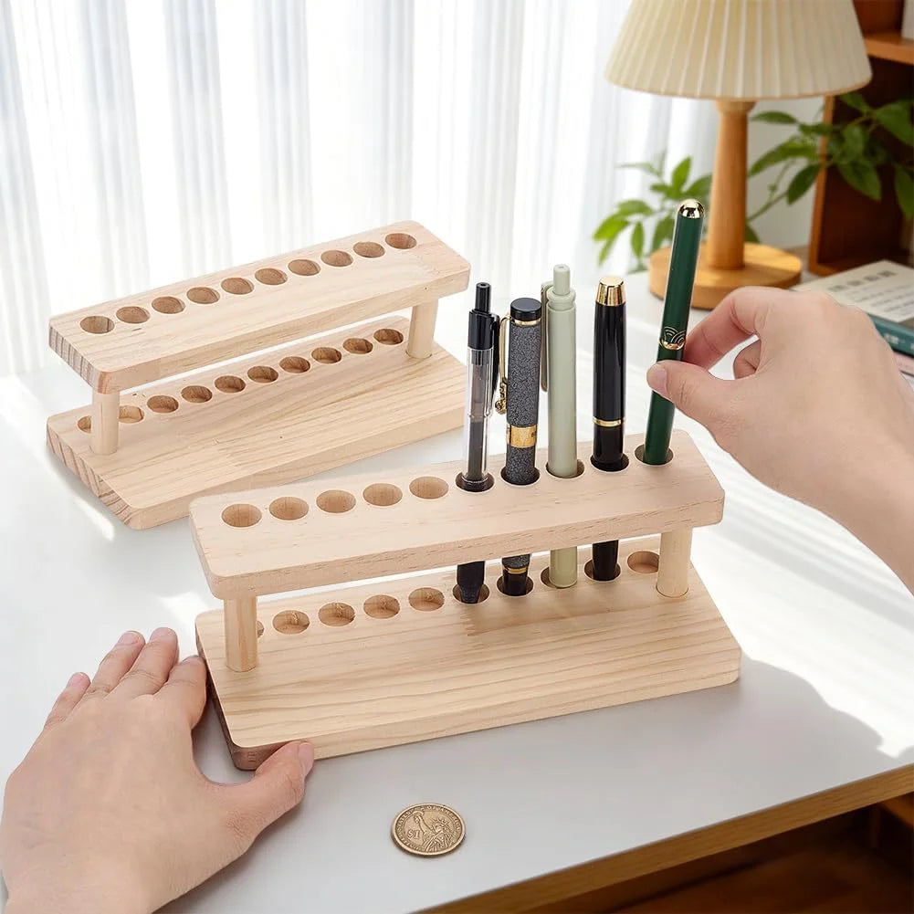 Wooden Pen Display Stand, 10 Slots