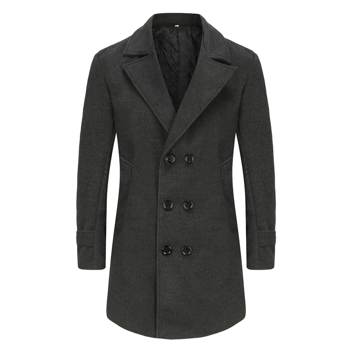 Autumn Winter New Fashion Men's Solid Color Turn-down Collar Long Sleeve Double-breasted Wool Coats Male Clothes Thicken Jackets