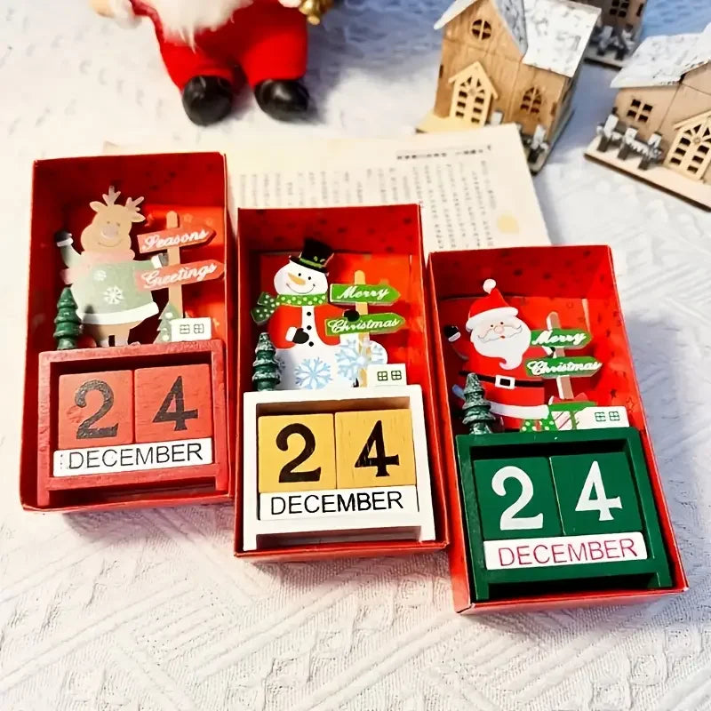 1pc Christmas Countdown Calendar Ornament, a Decorative Piece for Desks And Bookshelves, with Adjustable Month And Date