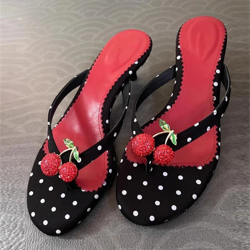Infradito donna Liyke a pois con ciliegie luminose