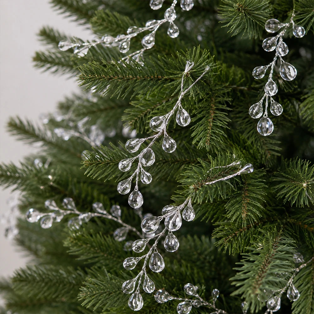 10/30/50Pcs Christmas Decorations Acrylic Bead Drop Stems Flowers Crafts for Xmas Tree Gifts DIY Floral Party Decor Accessories