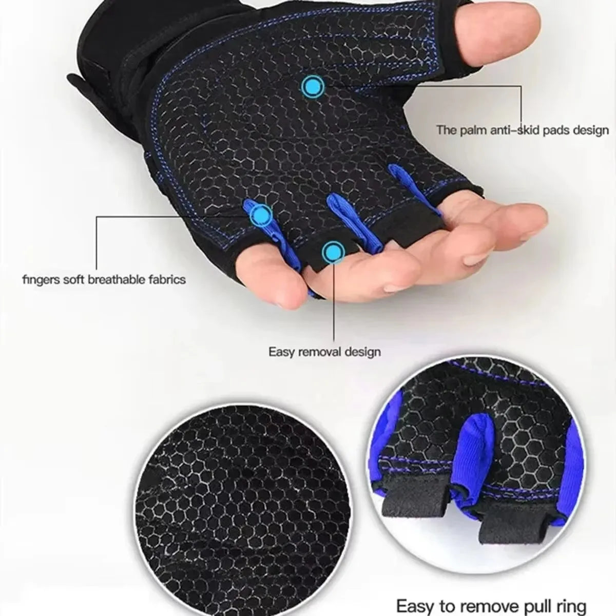 Cotton Blend Half-Finger Gloves for Fitness and Cycling