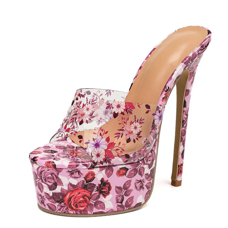 Mules donna Liyke floreali con fascia e plateau