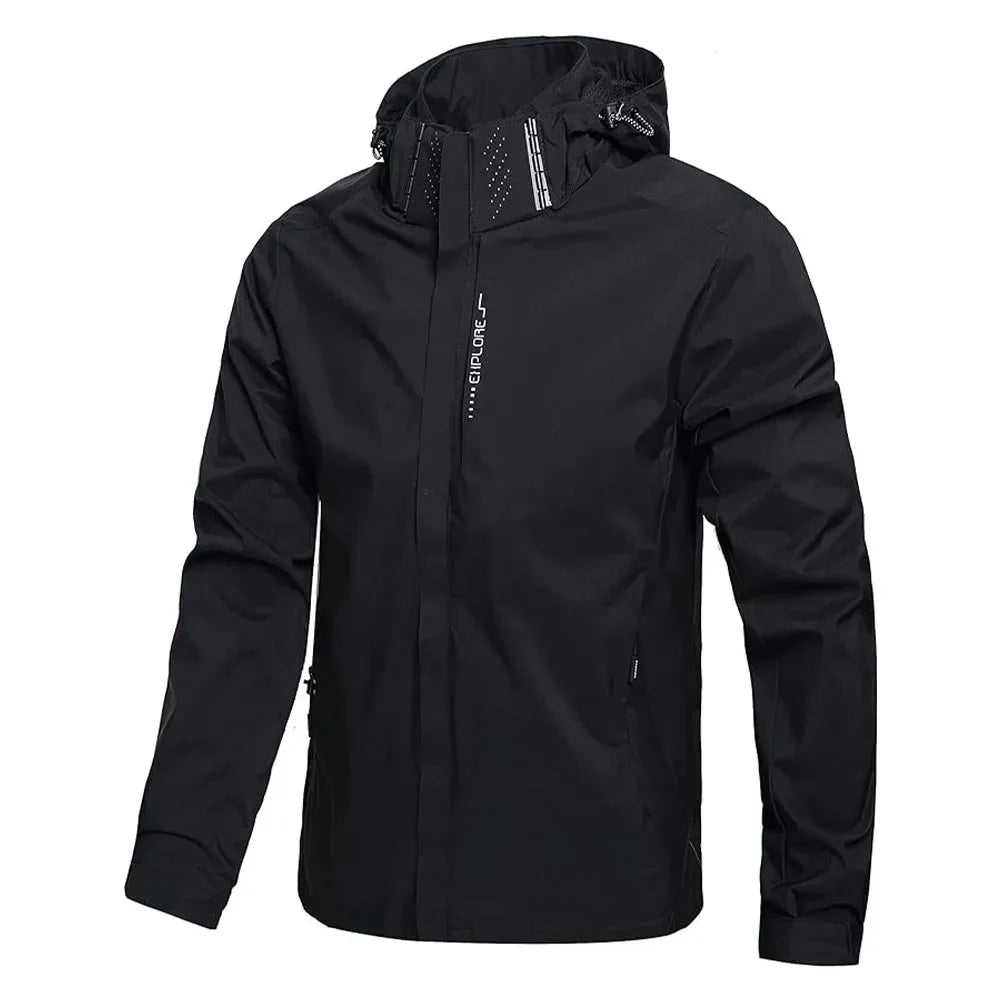 Men's Casual Hooded Jacket Zipper Windproof Solid Color Fashion Lightweight Slim Fit Outdoor Classic Clothing Male Outerwear