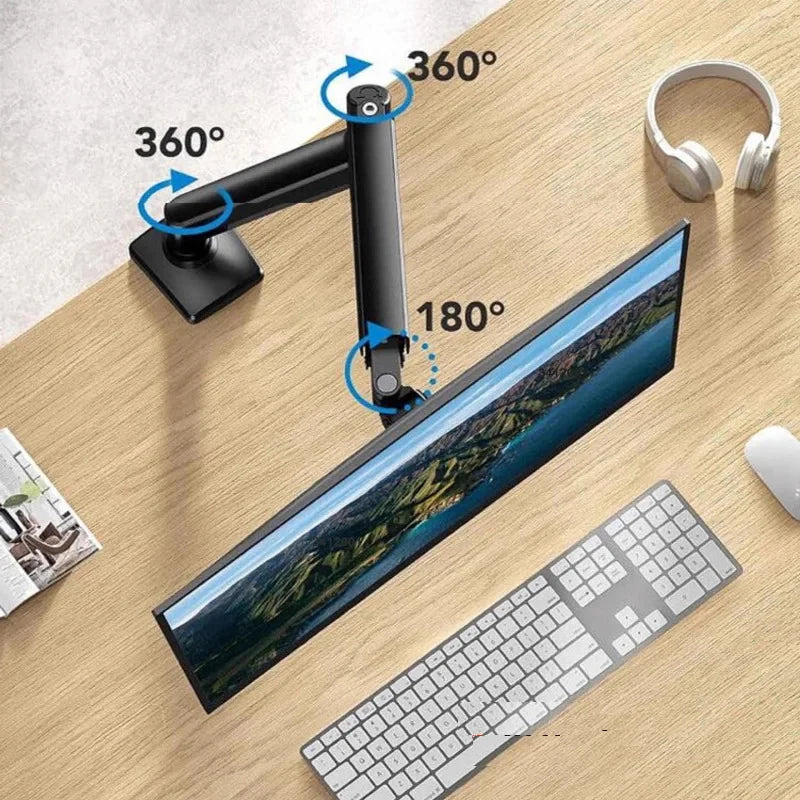 D-MOUNT D80 Metal Alumin 2-10KG 13'-32' Monitor Clamp 0-60mm Grommet Desktop Stand Mount Gas Spring Arm Full Motion Rotate