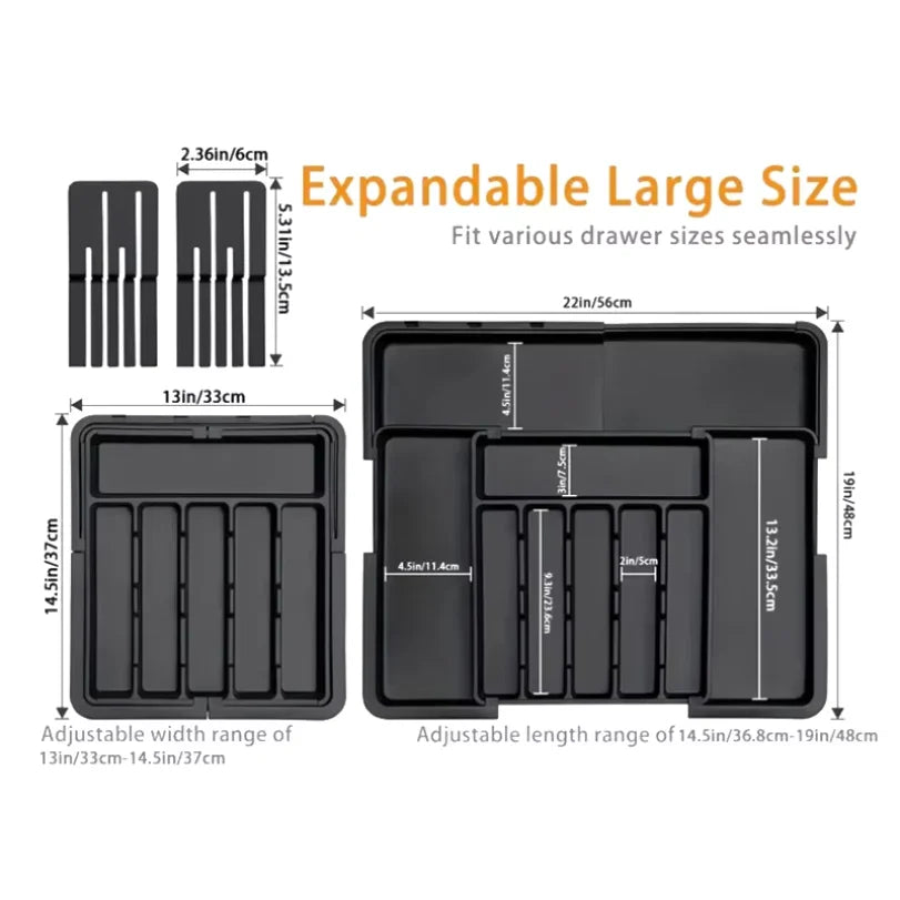 Expandable Plastic Kitchen Drawer Cutlery Tray