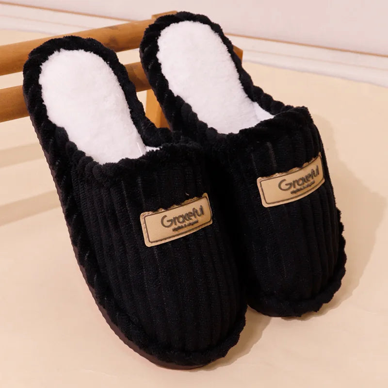 Zapatillas de casa cómodas para mujer con suela blanda, ligeras, cálidas y afelpadas, ideales para invierno, antideslizantes y fáciles de poner, de pana, para interiores
