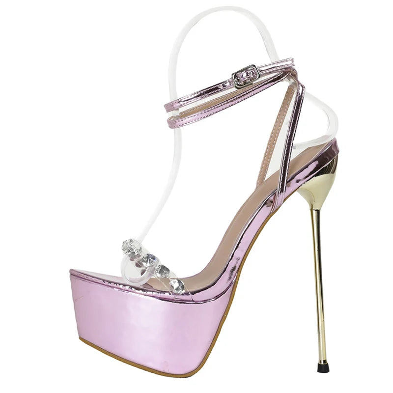Sandali donna Liyke con plateau e lacci metallizzati