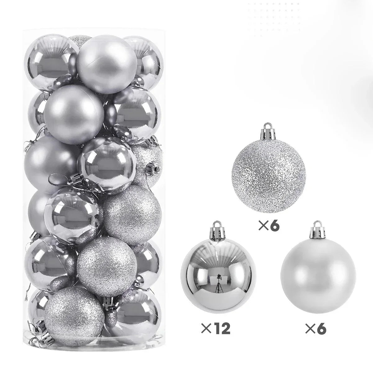 2025 24Pcs 3/4/6CM Christmas Balls Big Ball Christmas Tree Pendant Ornaments for Party Decor New Year Navidad Gifts Accessory