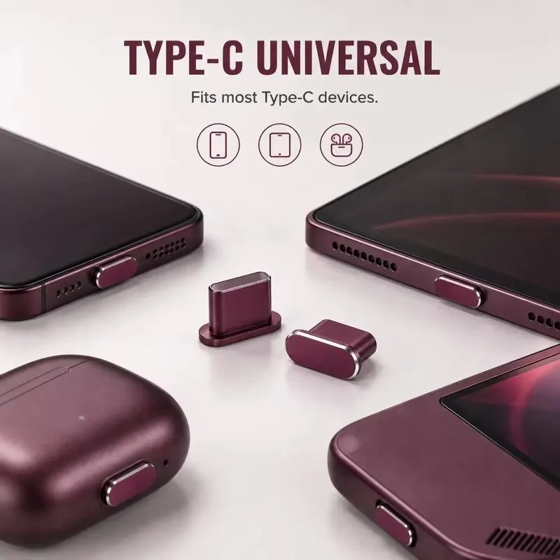 1-5Pcs Metal USB Type C Dust Plug For iPhone 18 17 16 Pro Max Mobile Phone Type-C Charging Port Protector Cover Cap Stopper