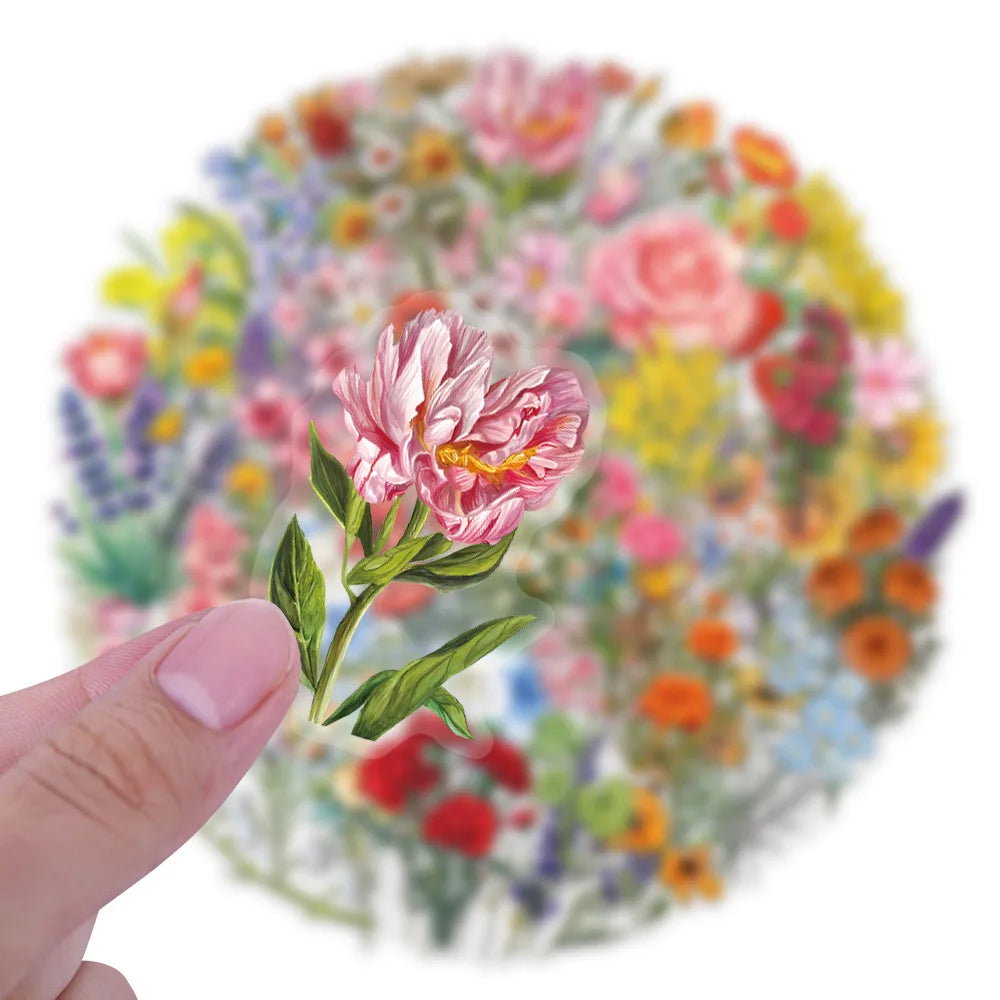 60 transparente Blumenaufkleber, Graffiti-Aufkleber, DIY-Tagebuch, Handyhülle, Scrapbook, ästhetische Aufkleber
