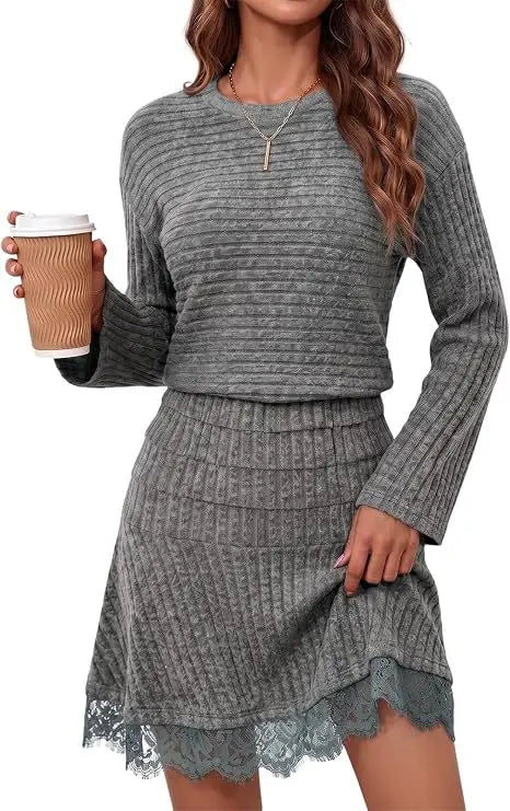 Completo donna a due pezzi con top e gonna in pizzo — immagine 6