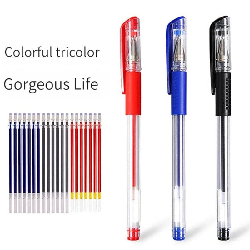 Set de 7/35 bolígrafos de gel, material escolar, tinta negra, azul y roja, bolígrafo kawaii, herramienta de escritura, papelería escolar y de oficina