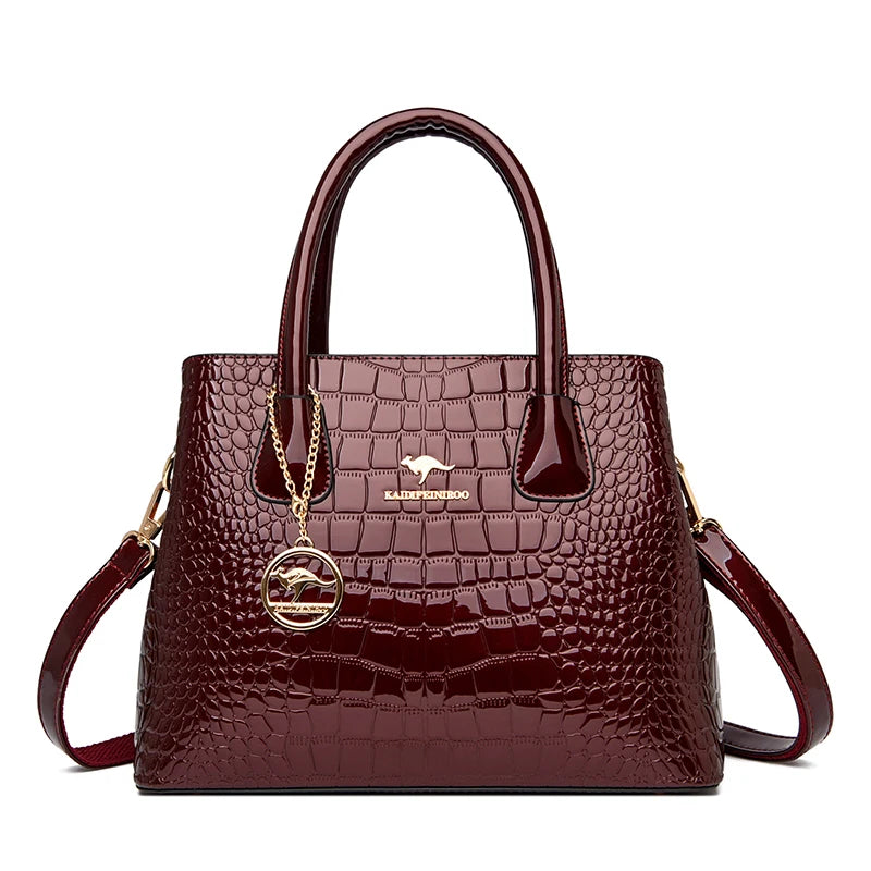 2026 Luxury Designer Handbag Brand Ladies Crocodile Patterned Patent Leather Tote Bag Crossbody Shoulder Bags For Women Bolsos