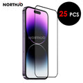 25Pcs For iPhone 18 17 Air Pro Max 16 15 14 Plus 13 12 11 XR Tempered Glass Film Full Covering Silk Printing Screen Protector
