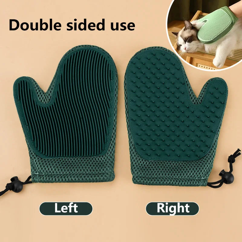 Gant de toilettage efficace pour animaux, éliminateur de poils pour chat et chien, outil de massage doux, brosse double face, sans stress, facile à laver à la main