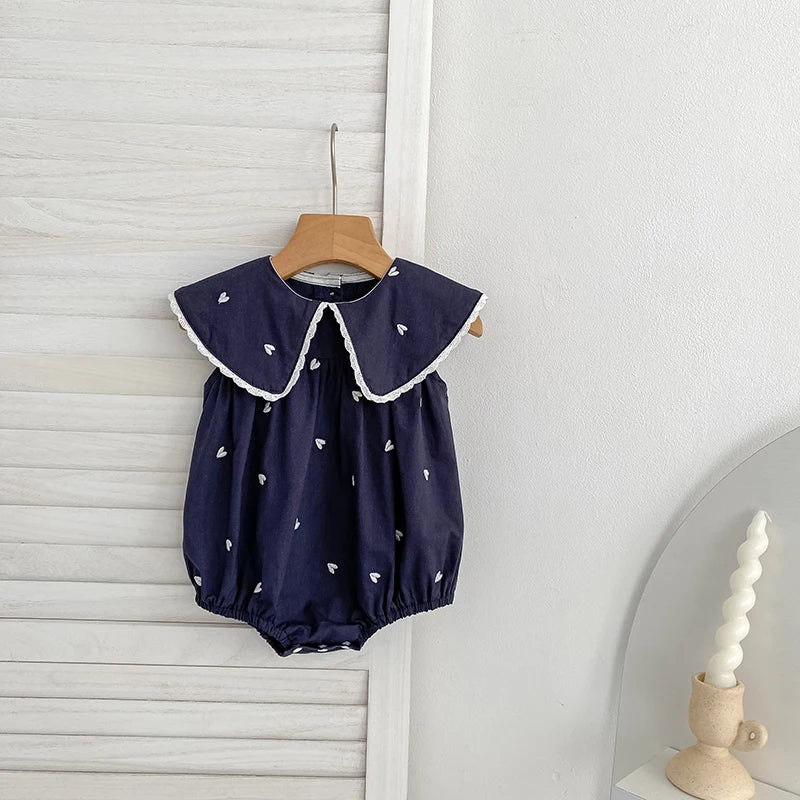 2026 New Summer Newborn Infant Baby Girl Jumpsuit 0-24M Baby Girl Clothing Sleeveless Cotton Heart Print Baby Girl Rompers