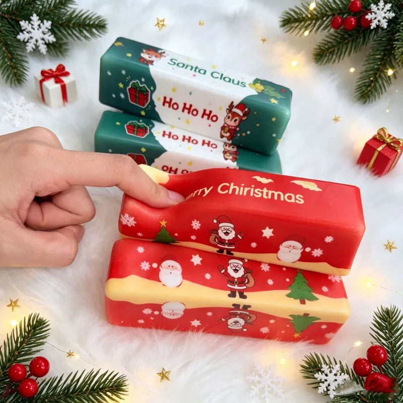 Weihnachtlicher Butterriegel aus PU-Schaum mit langsamem Rückprall, knusprig-weiches Squishy-Dekoobjekt, Gratisgeschenk, Stressabbau, Party-Mitgebsel