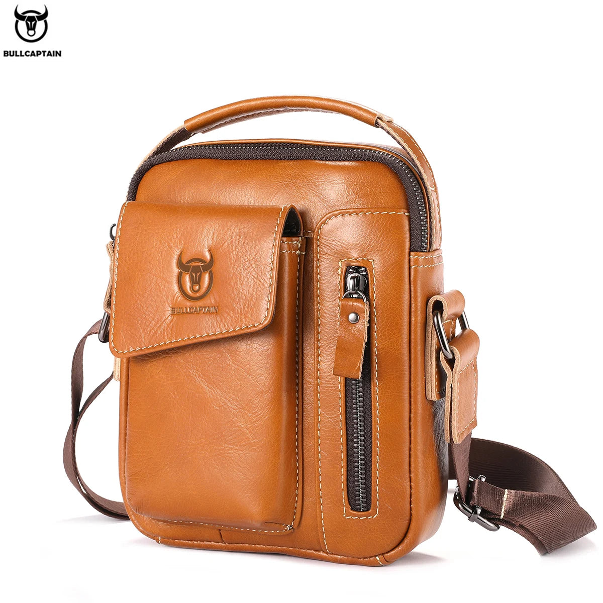 BULLCAPTAIN Genuine Leather Messenger Bag
