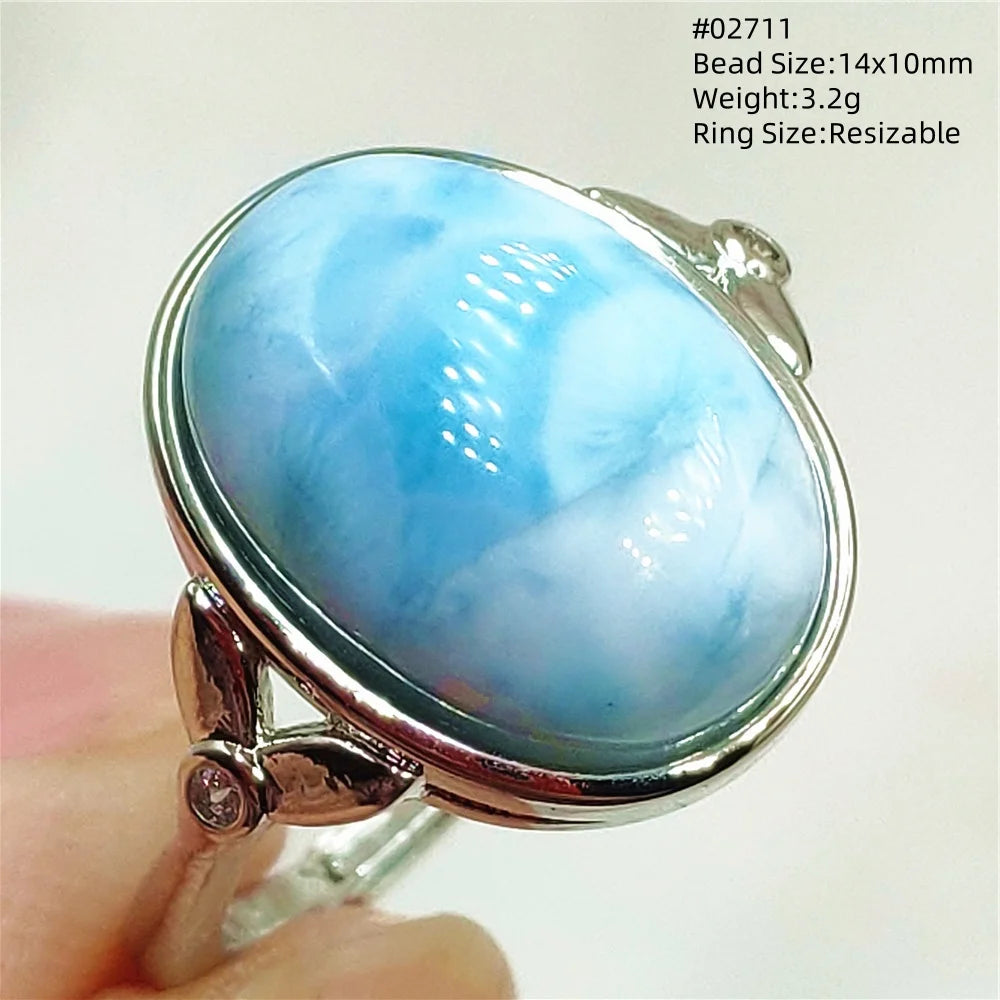 Anello regolabile in argento 925 con larimar